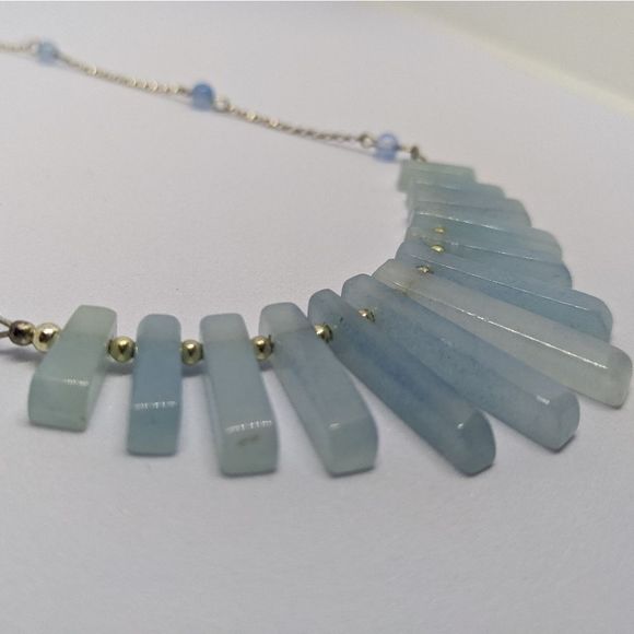 Handmade Blue Quartz & Sterling Silver Necklace - Picture 6 of 7